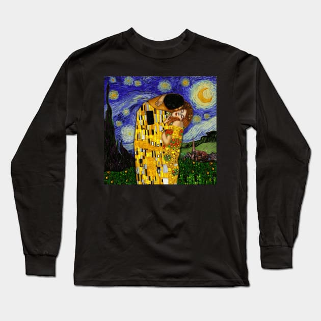 the kiss under the starry night Long Sleeve T-Shirt by FandomizedRose